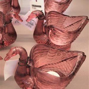 Pressed Glass Swan Tealight Holder, Pink